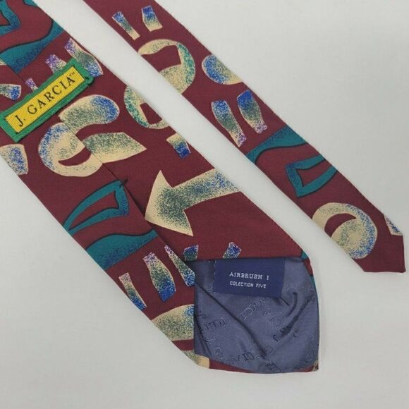 JERRY J GARCIA SILK TIE 5 AIRBRUSH I RED BEIGE - Picture 3 of 3